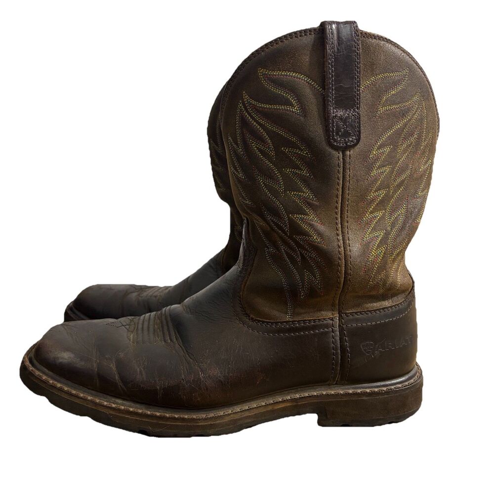 Ariat Groundbreaker Boots Men’s 11.5 EE Wide Brown Soft Toe Slip Resistant Work